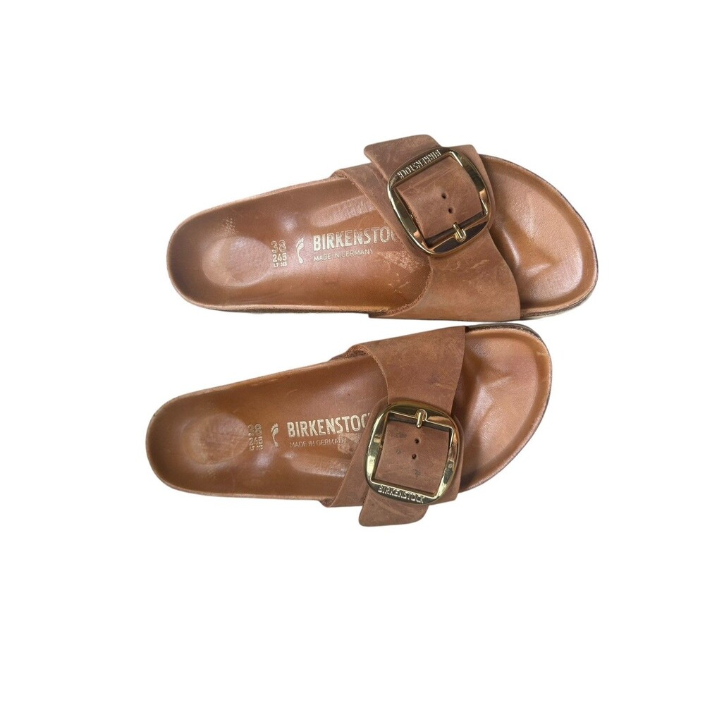 Birkenstock Arizona Big Buckle Sandals Size 38 7 RETAIL $160 #409 brown anthro